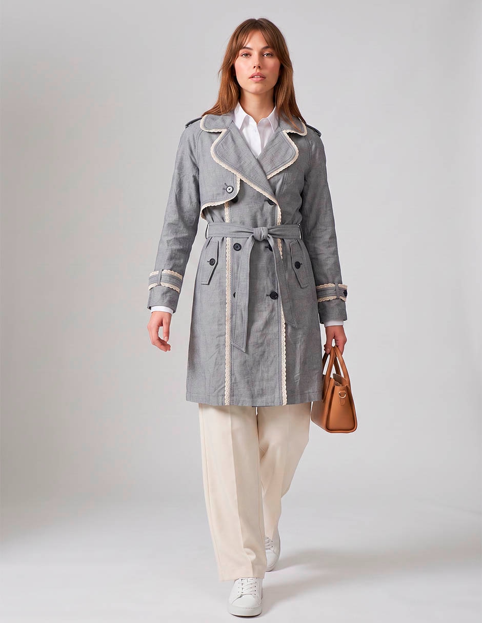 Gabardina bolsillo con solapa para mujer 3