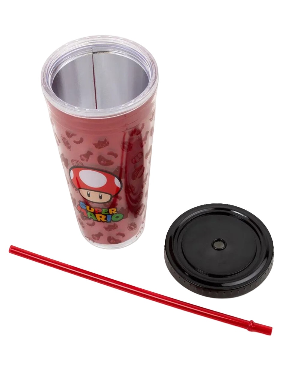 Vaso Con Tapa Y Popote Stor Super Mario