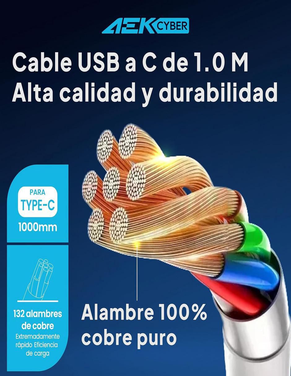 Cable C USB AEK Cyber a tipo USB C de 1 m