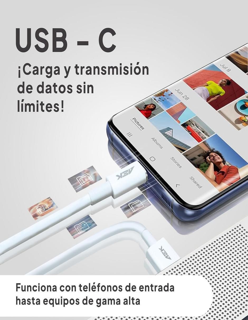 Cable C USB AEK Cyber a tipo USB C de 1 m