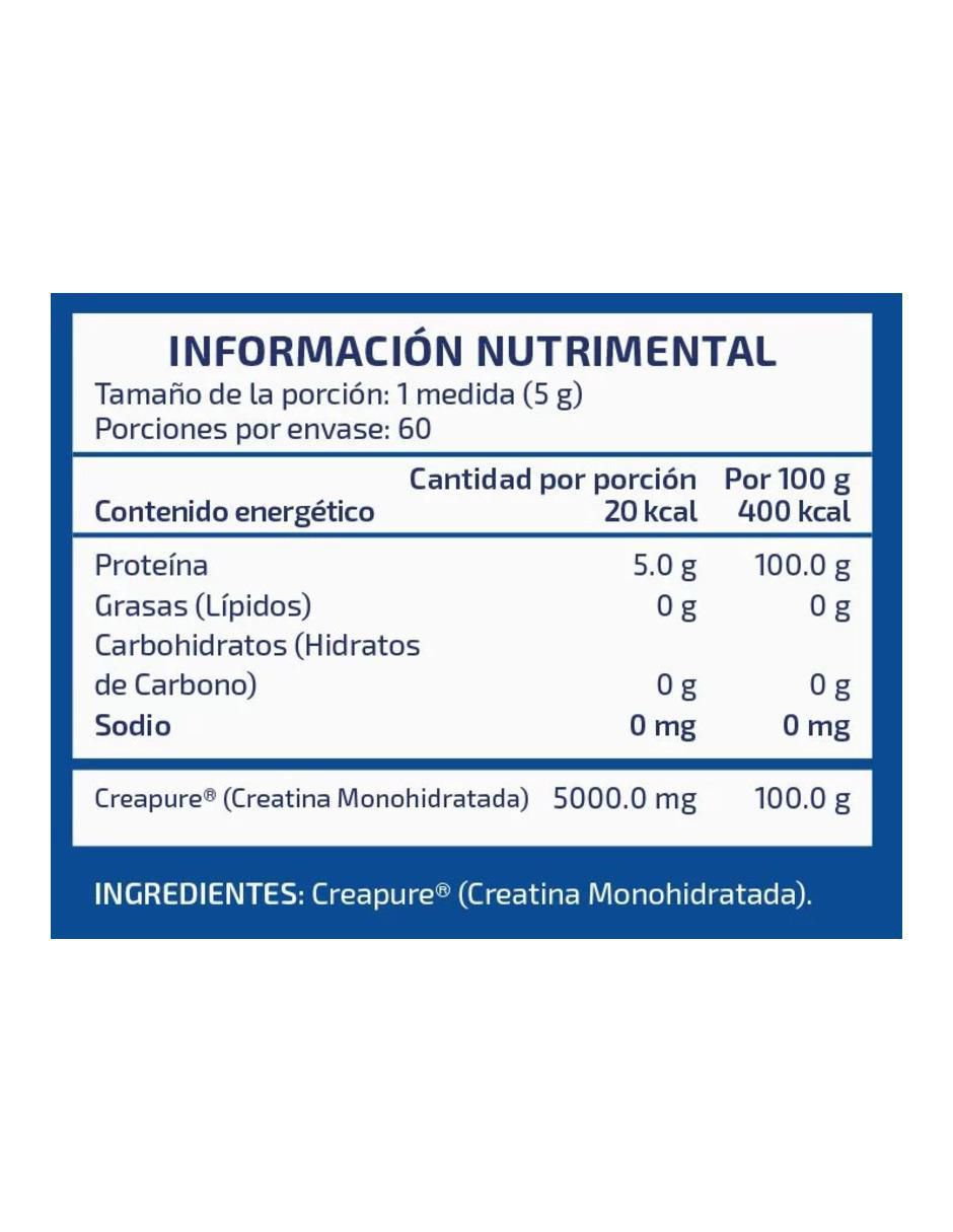 Creatina xs creapure monohidratada 60 servicios Nano Sport Technologies de 300 g