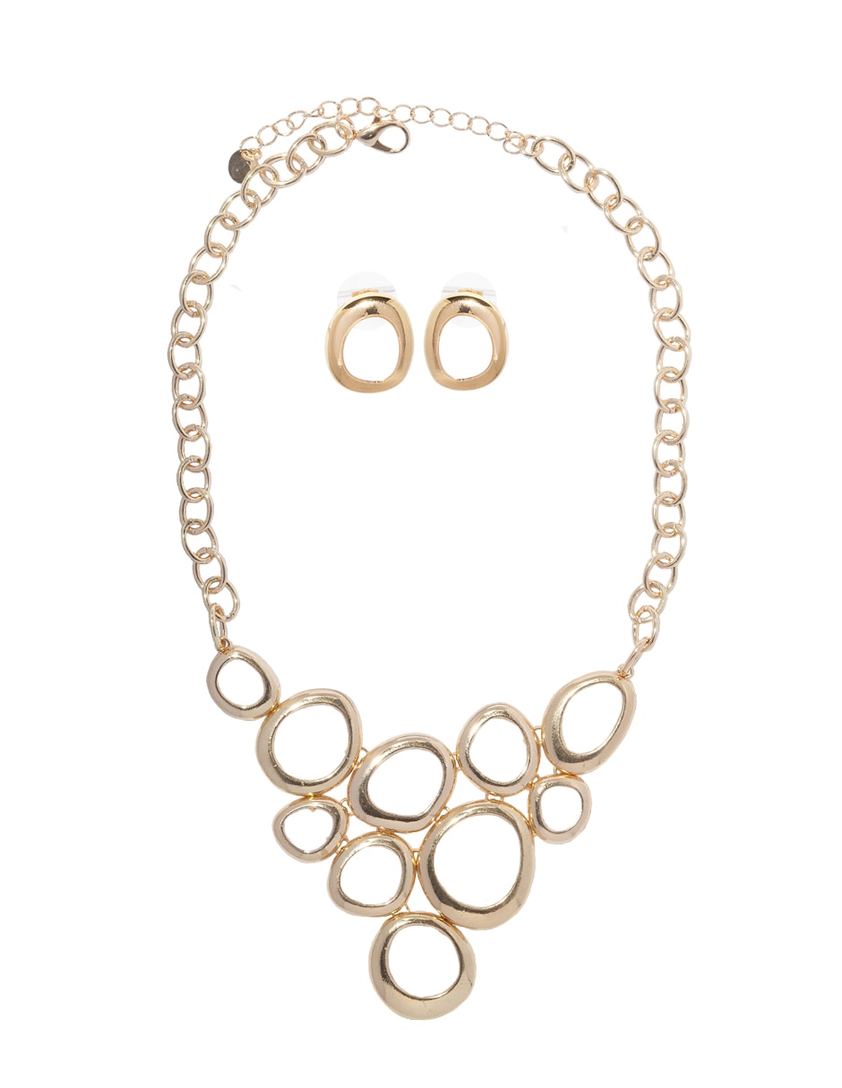 Aretes y collar 'de (si aplica)' circular sin familia no aplica 'de' metal sin kilataje sin gema