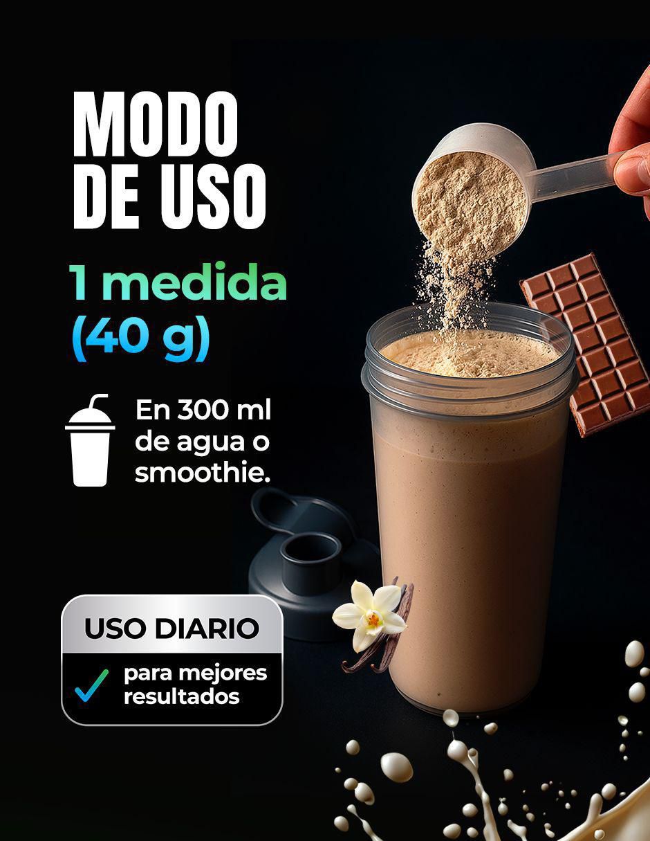 Proteína vegana en polvo | 32 g por porción | alto rendimiento | ligera y fácil digestión | sin azúcar añadida "con" sin ingredientes activos "sabor" vainilla "de" 1.2 kg 6