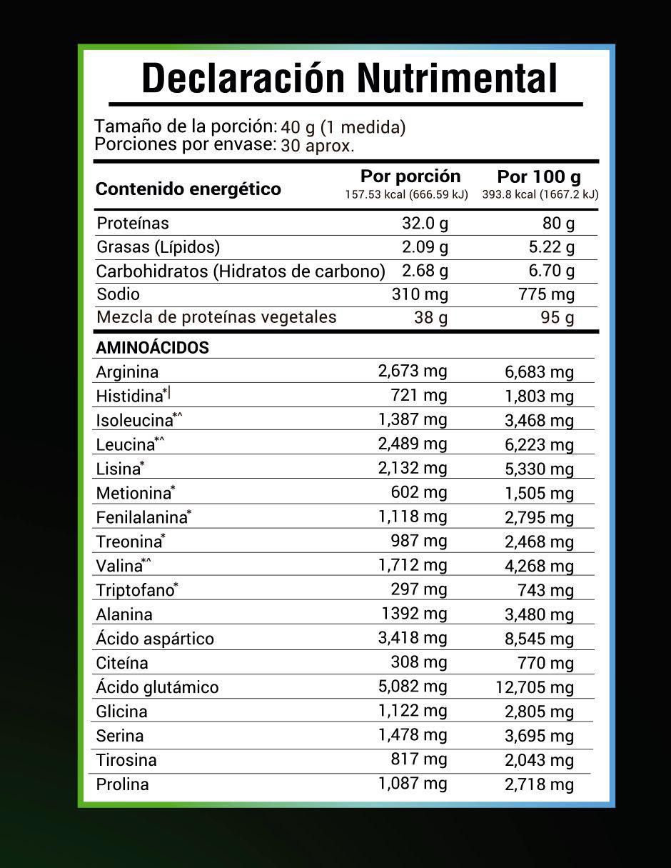 Proteína vegana en polvo | 32 g por porción | alto rendimiento | ligera y fácil digestión | sin azúcar añadida "con" sin ingredientes activos "sabor" vainilla "de" 1.2 kg 10