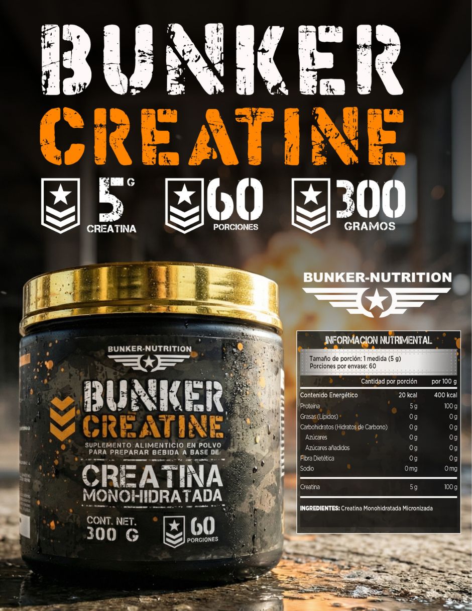 Creatine creapure monohidratada Bunker Nutrition sabor cereza de 240 g