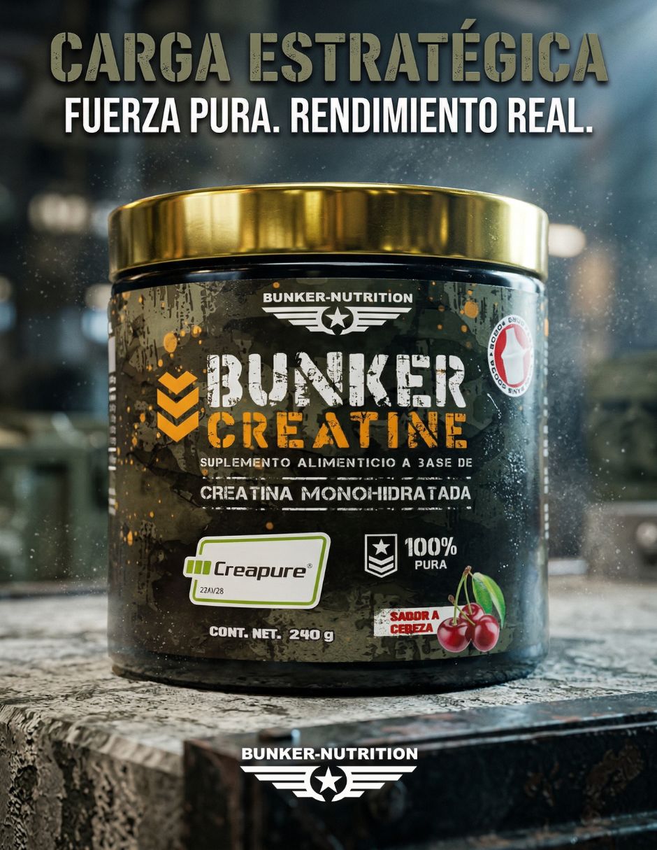 Creatine creapure monohidratada Bunker Nutrition sabor cereza de 240 g