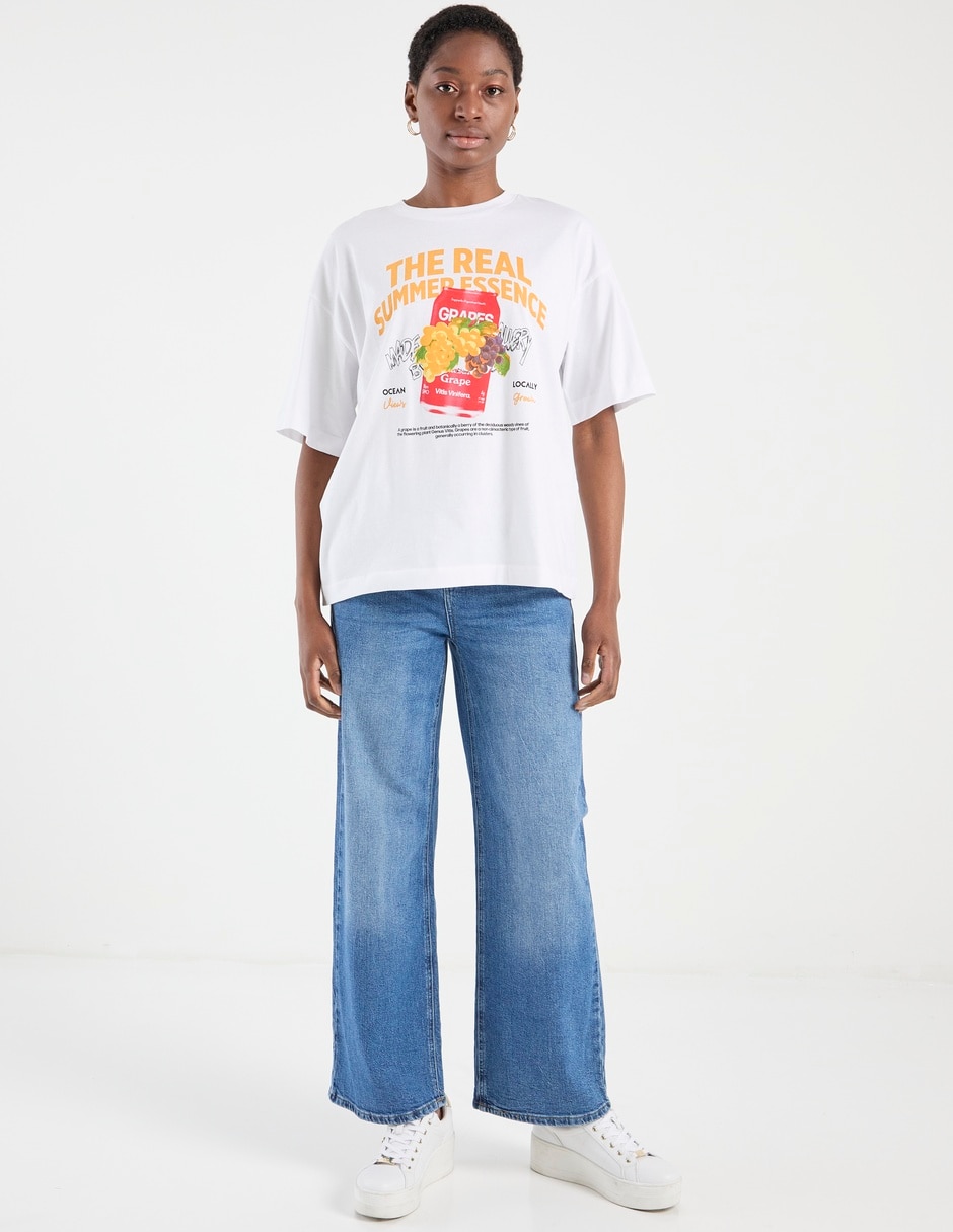 Playera manga al codo Pieces cuello redondo para mujer