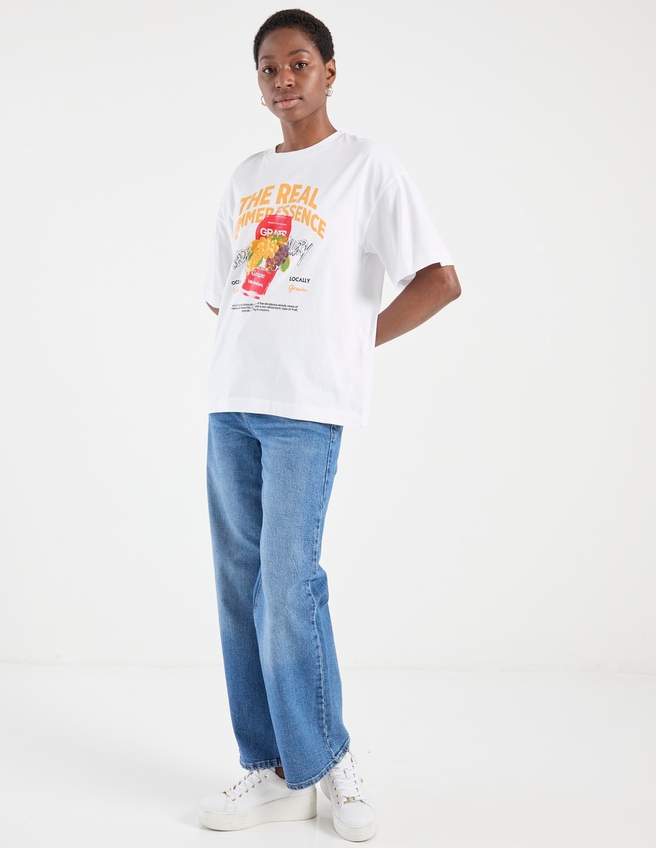 Playera manga al codo Pieces cuello redondo para mujer
