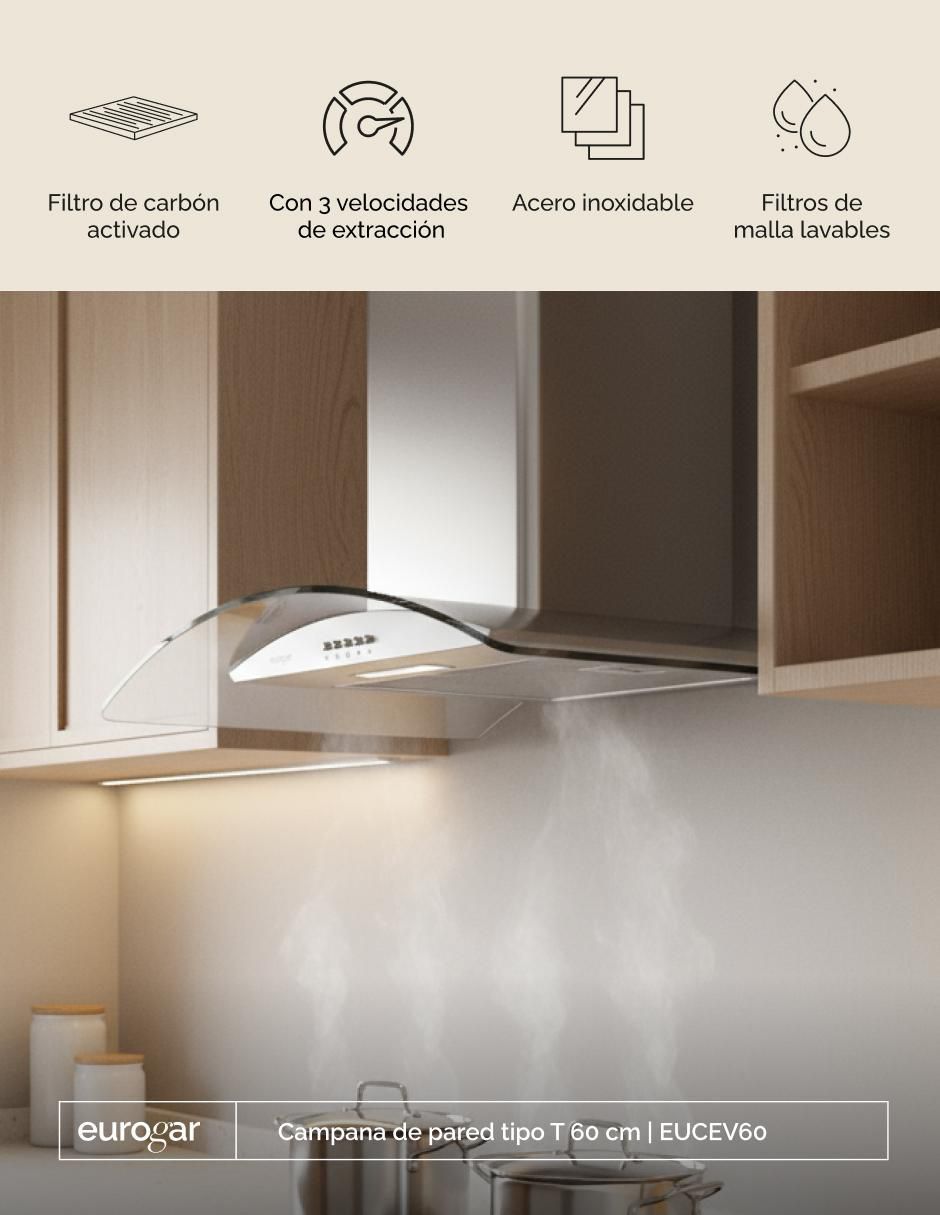 Campana de pared Avera EUCEV60 de acero inoxidable
