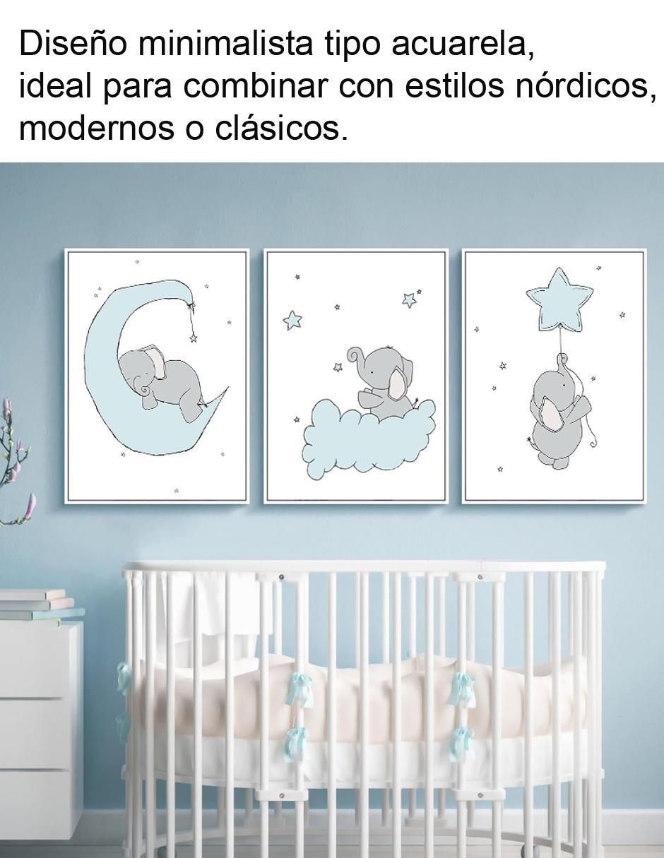 Juego de cuadros Set Lienzos Decorativos de Elefantes
técnica impresión Dara Baby