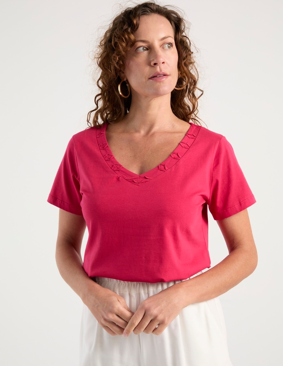 Playera manga corta cuello redondo mujer Playera manga corta cuello redondo mujer