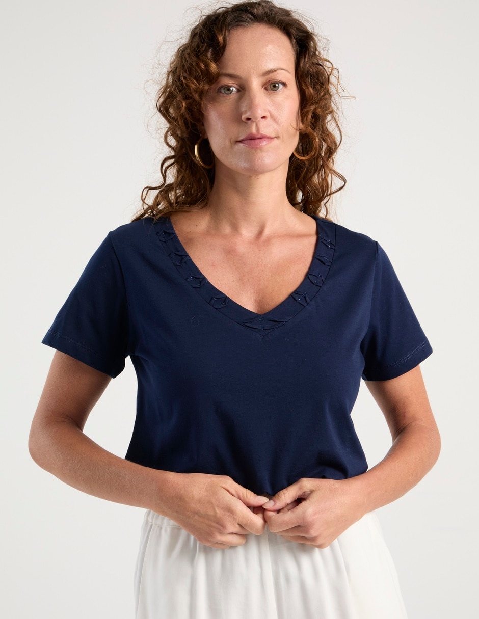 Playera manga corta cuello redondo mujer