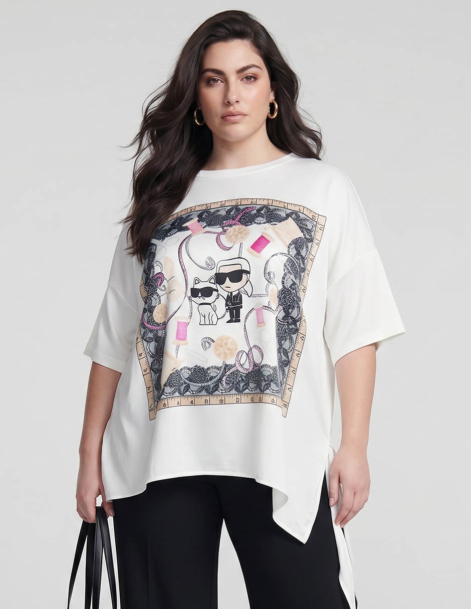 Playera manga corta cuello redondo mujer