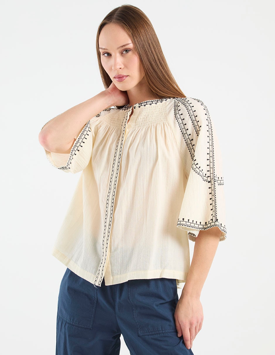 Blusa manga al codo para mujer