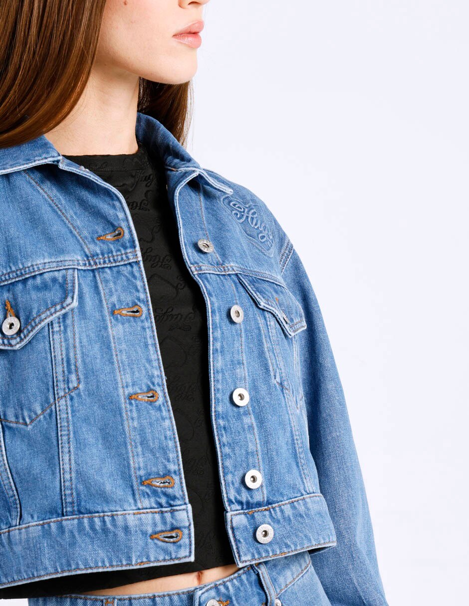 Chamarra denim de mezclilla para mujer 5