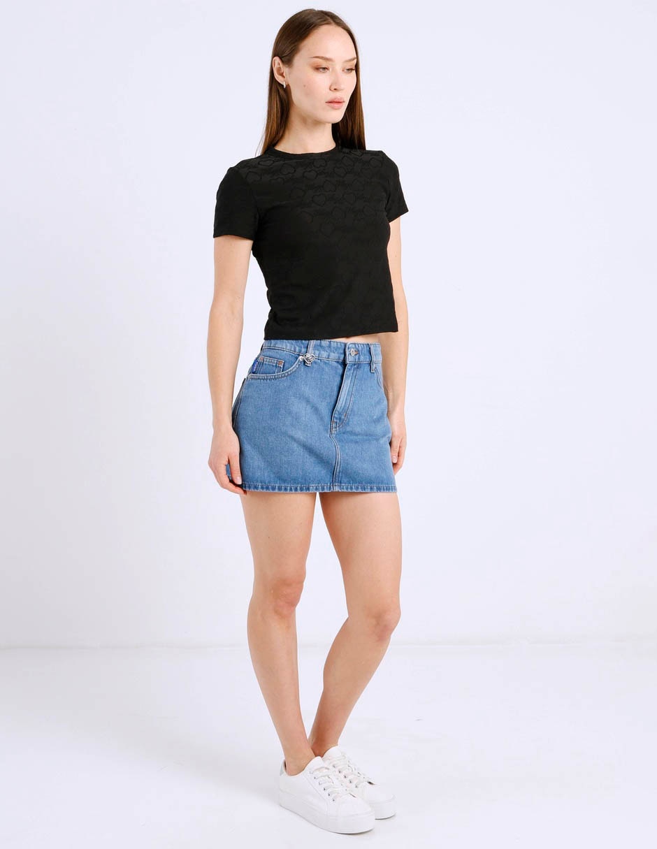 Falda mini hugo blue de mezclilla a la cintura
