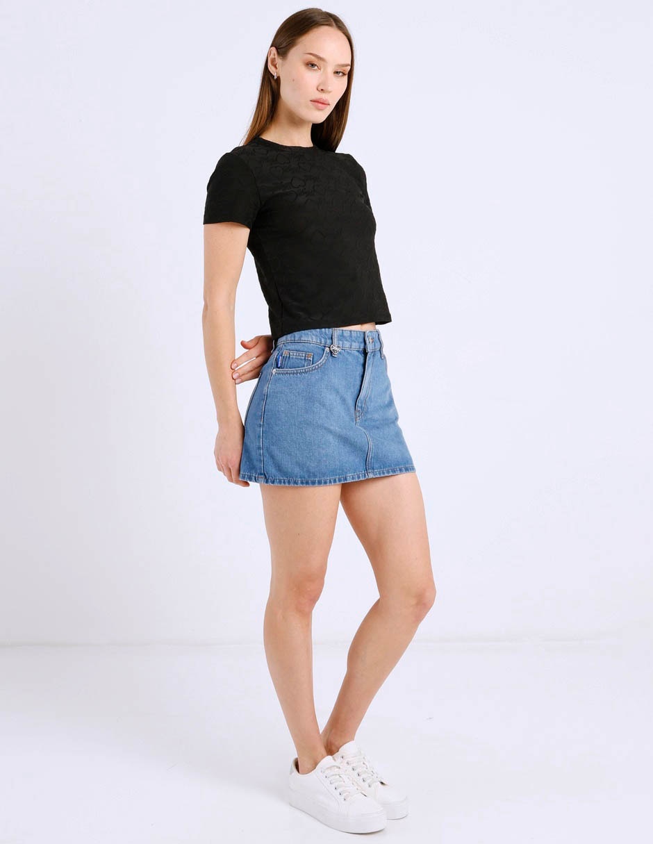 Falda mini hugo blue de mezclilla a la cintura