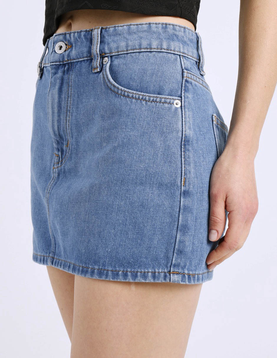 Falda mini hugo blue de mezclilla a la cintura