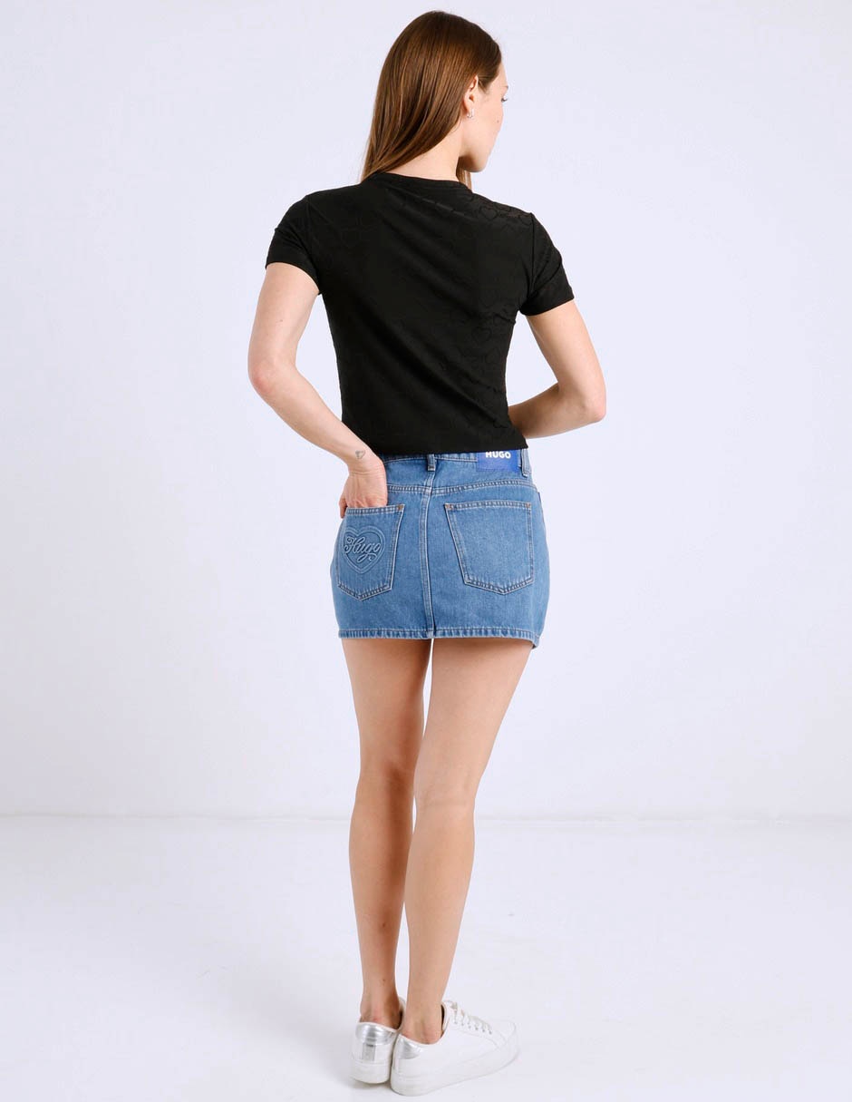 Falda mini hugo blue de mezclilla a la cintura