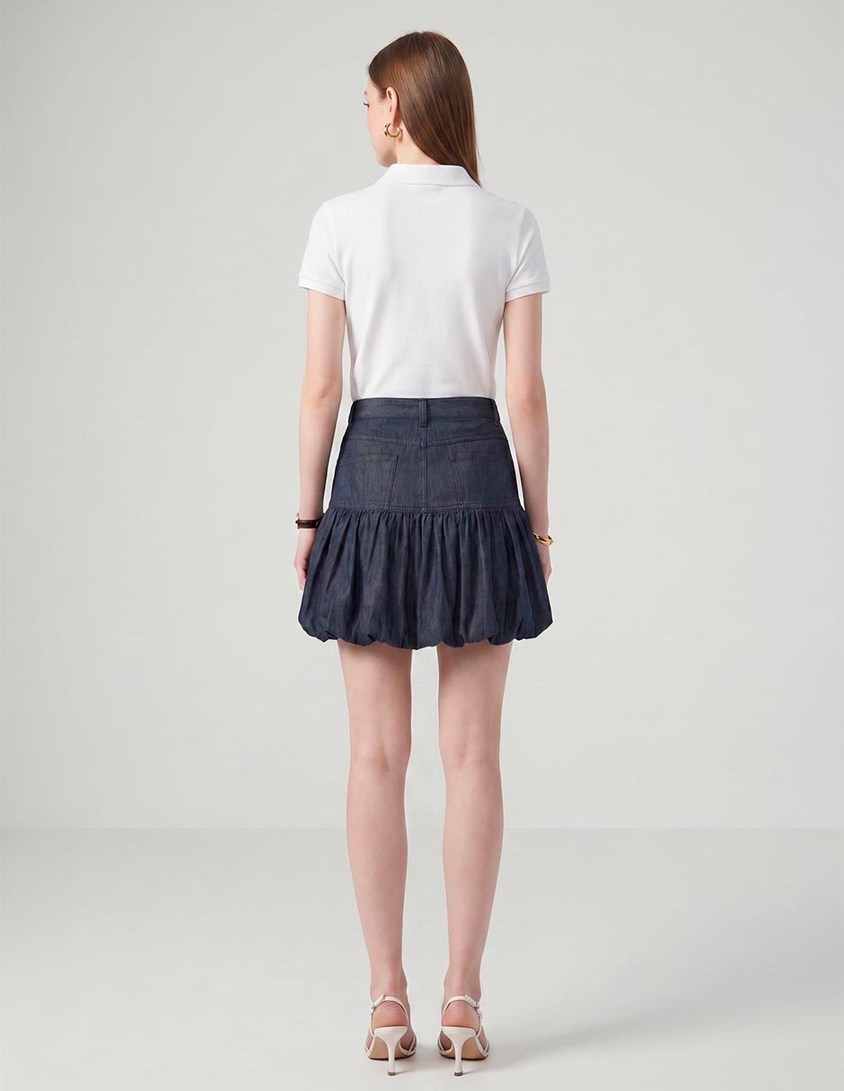 Falda mini hugo blue de algodón a la cintura