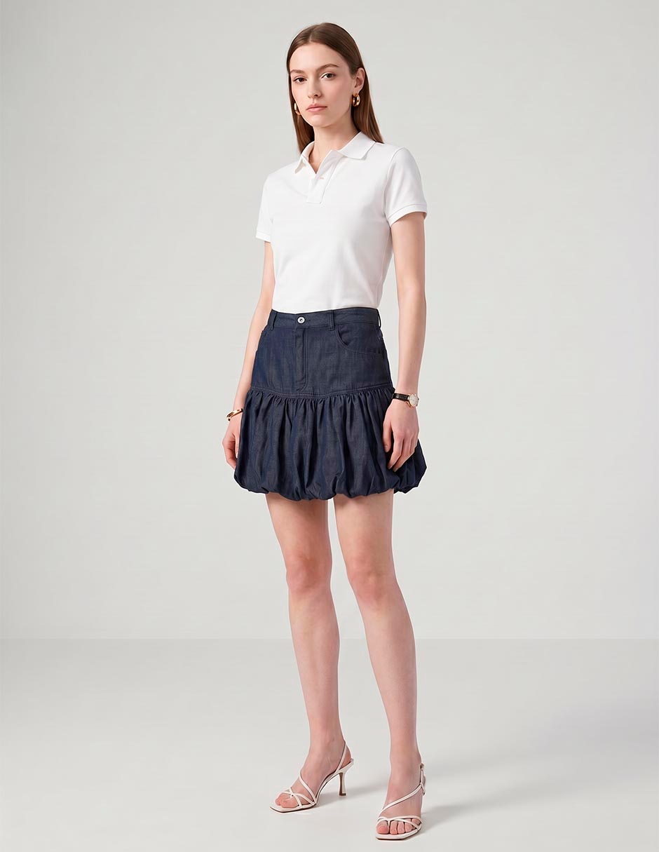 Falda mini hugo blue de algodón a la cintura
