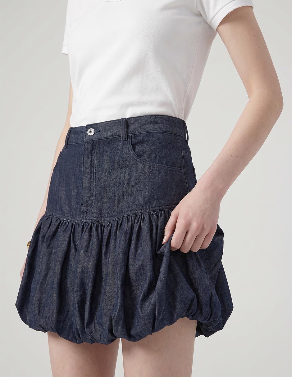 Falda mini hugo blue de algodón a la cintura