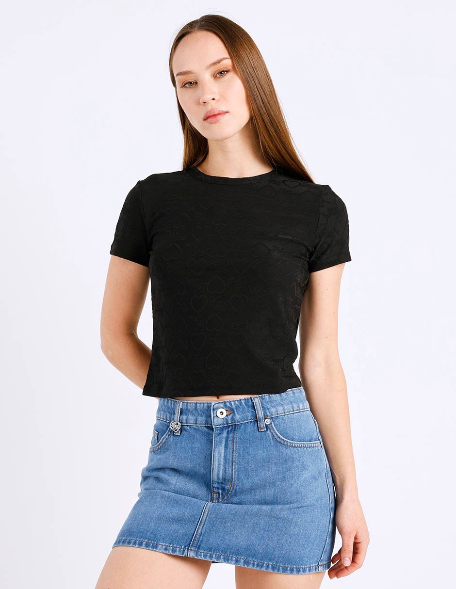 Playera manga corta cuello redondo para mujer