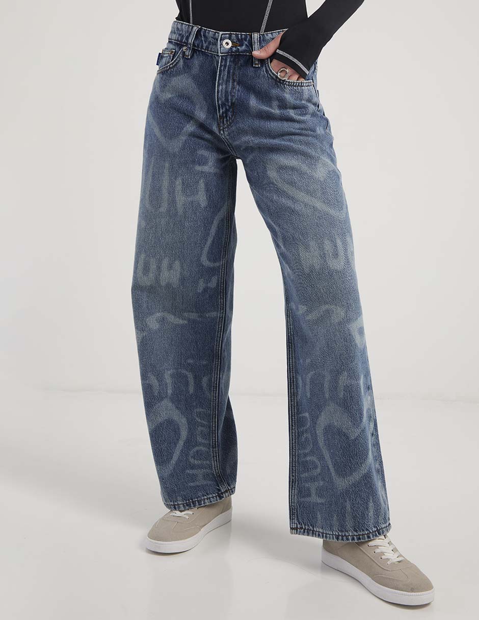 Jeans relaxed wide leg para mujer 1