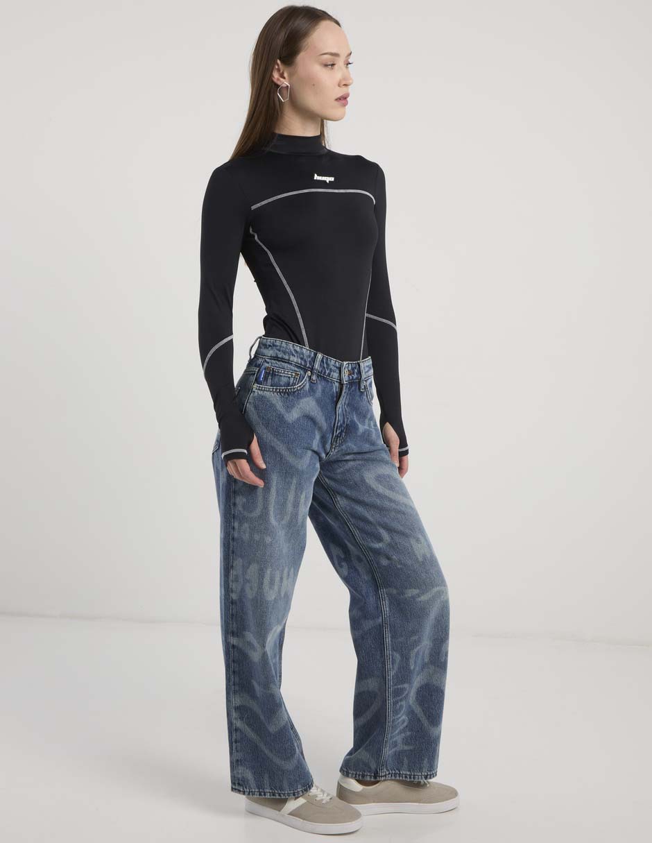 Jeans relaxed wide leg para mujer