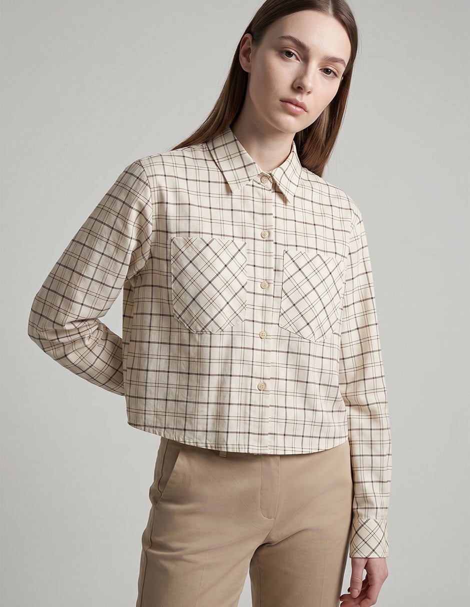 Camisa hugo blue de algodón manga larga para mujer