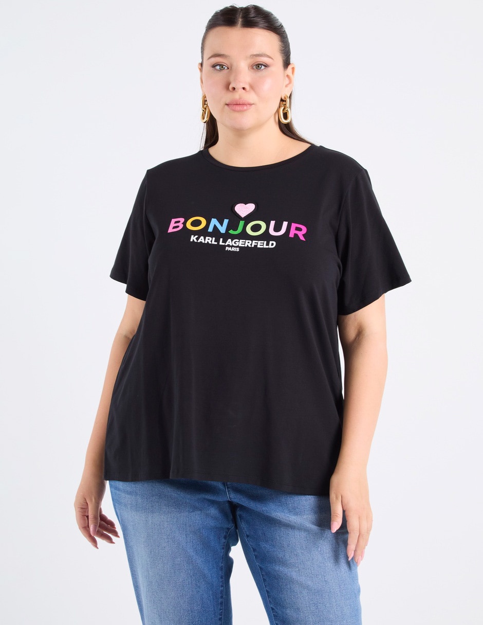 Playera manga corta cuello redondo para mujer