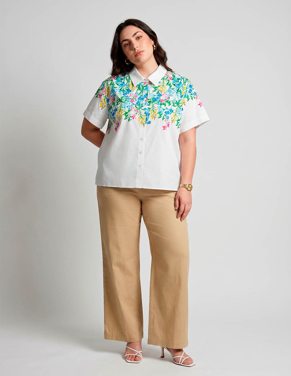 Camisa de algodón manga corta para mujer