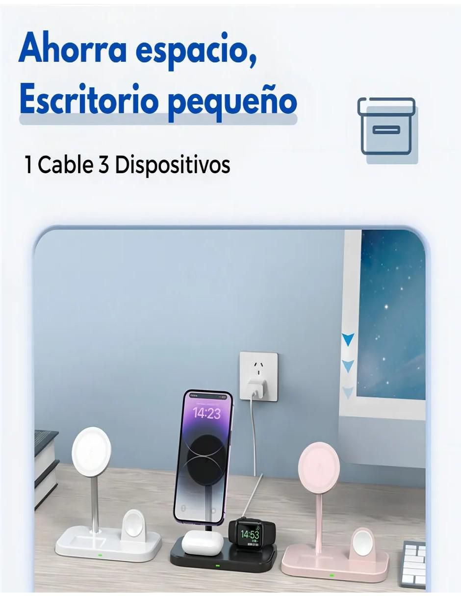 Estación de carga 3 en 1 Belug de 5 w usb tipo c