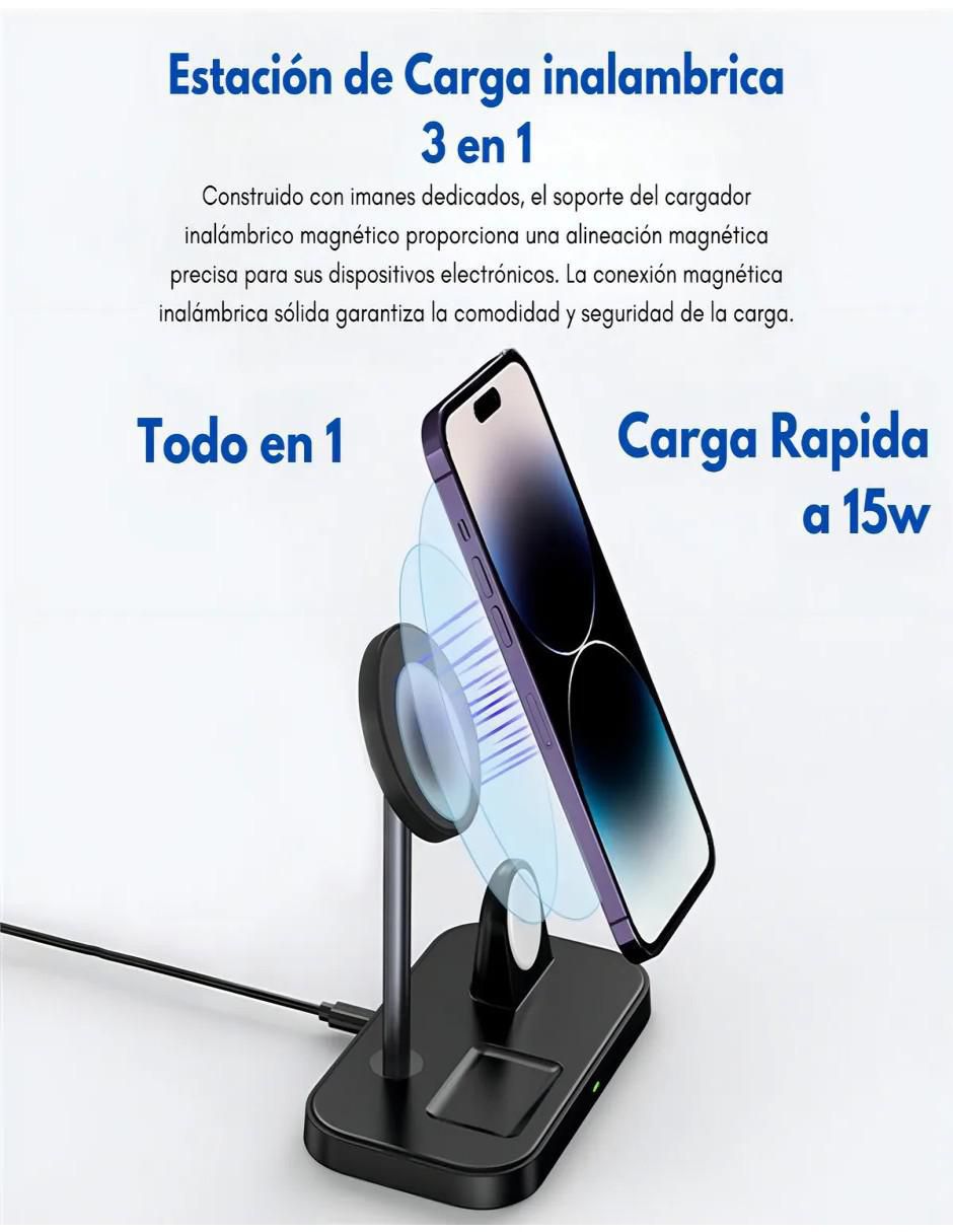 Estación de carga 3 en 1 Belug de 5 w usb tipo c