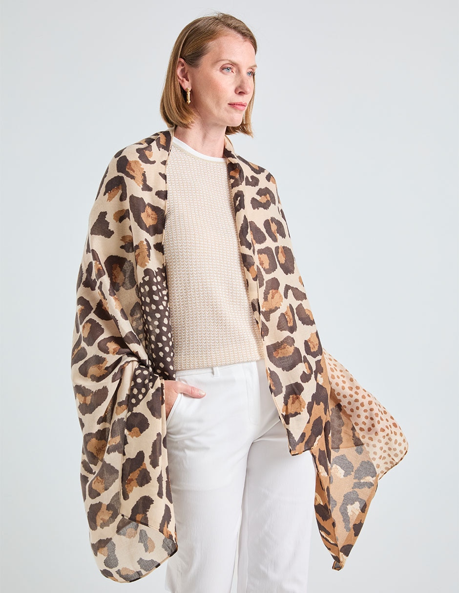 Pashmina punt roma con estampado animal print para mujer
