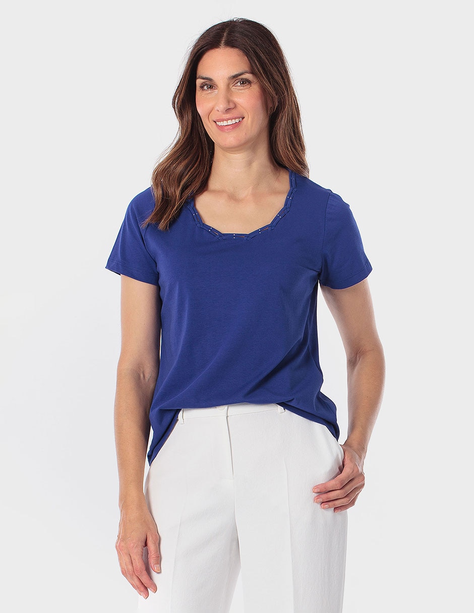 Playera manga corta cuello redondo mujer