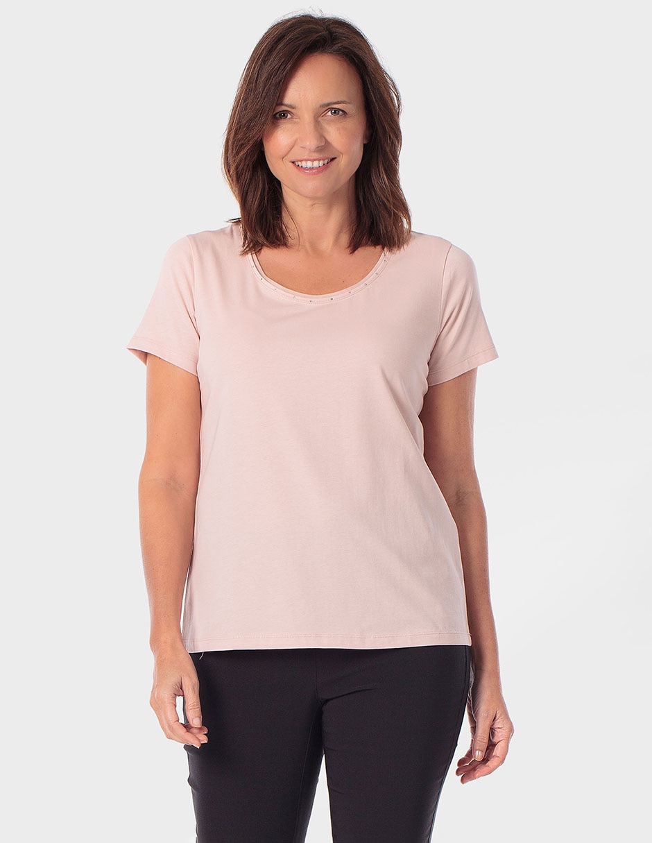 Playera manga corta cuello redondo mujer Playera manga corta cuello redondo mujer