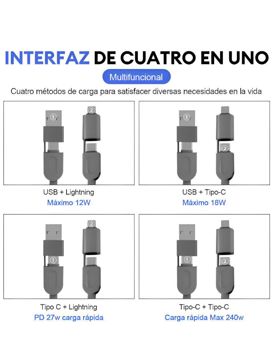 Cable C lightning, micro USB y tipo C a tipo USB C de 1 m 3