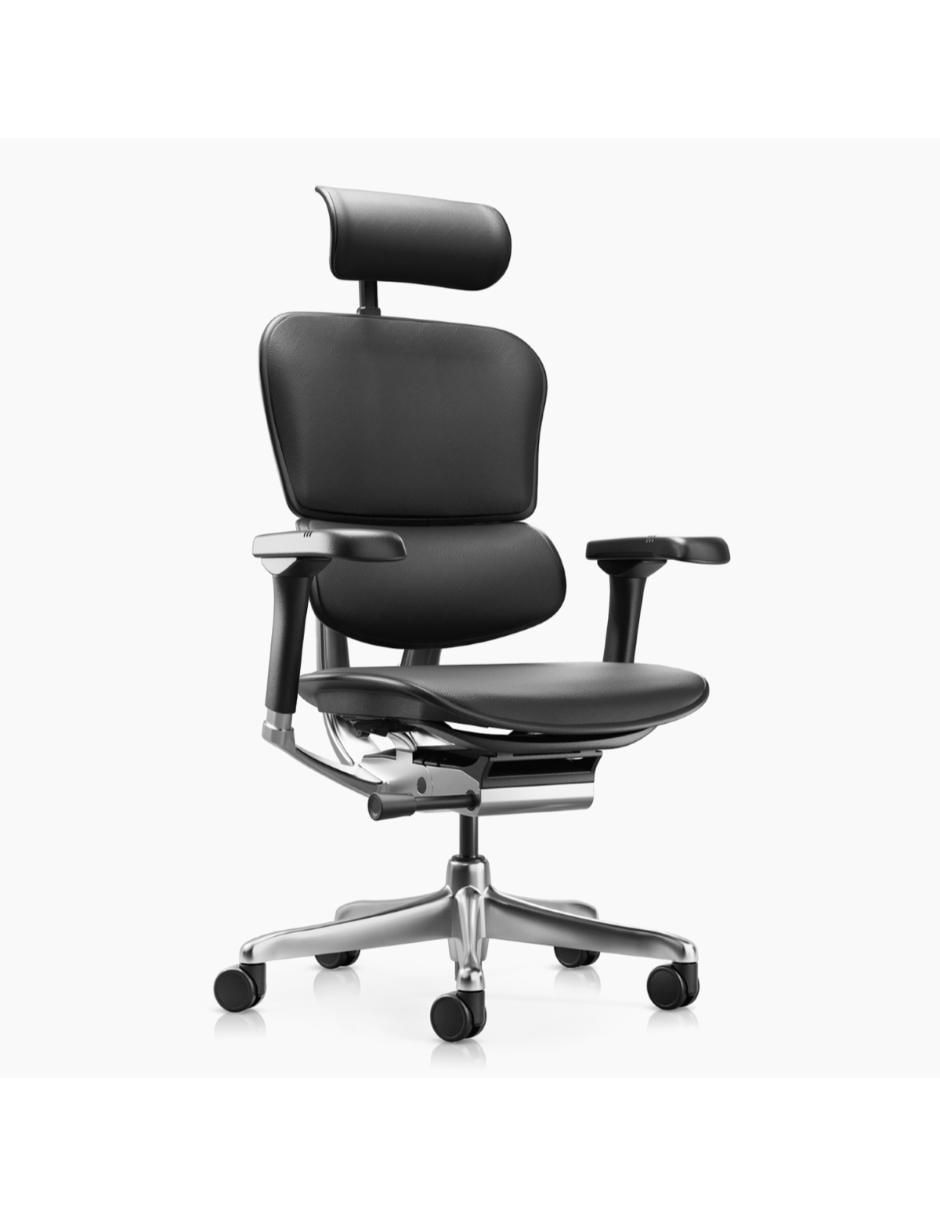 Silla de escritorio ergonómica con cabecero Form Design de cuero