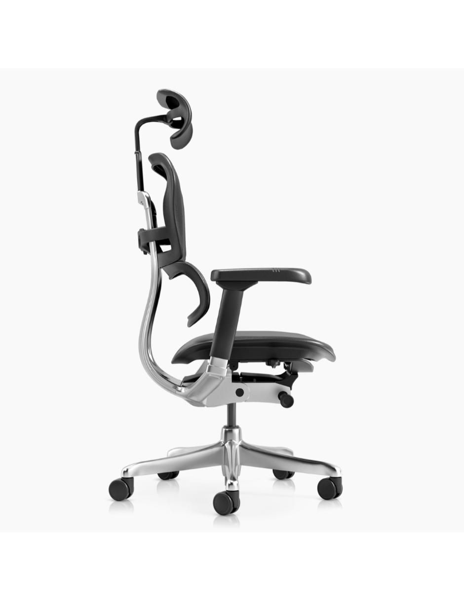 Silla de escritorio ergonómica con cabecero Form Design de cuero