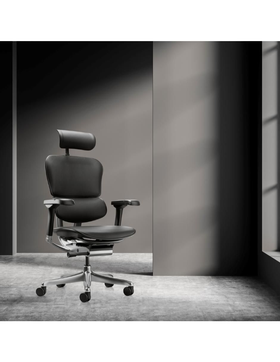 Silla de escritorio ergonómica con cabecero Form Design de cuero