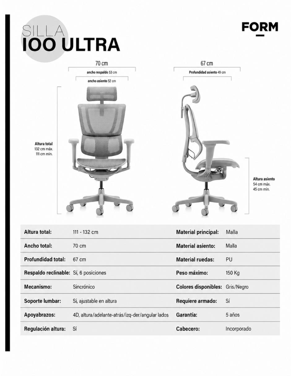 Silla de escritorio Ergonómica con cabecero Form Design