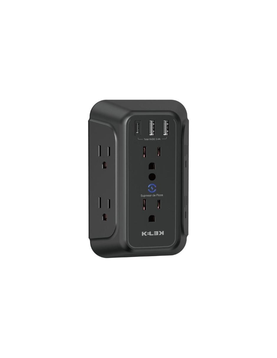 Multicontacto Mult-6-B1 de 6 contactos, 2 puertos usb y 1 puerto USB C