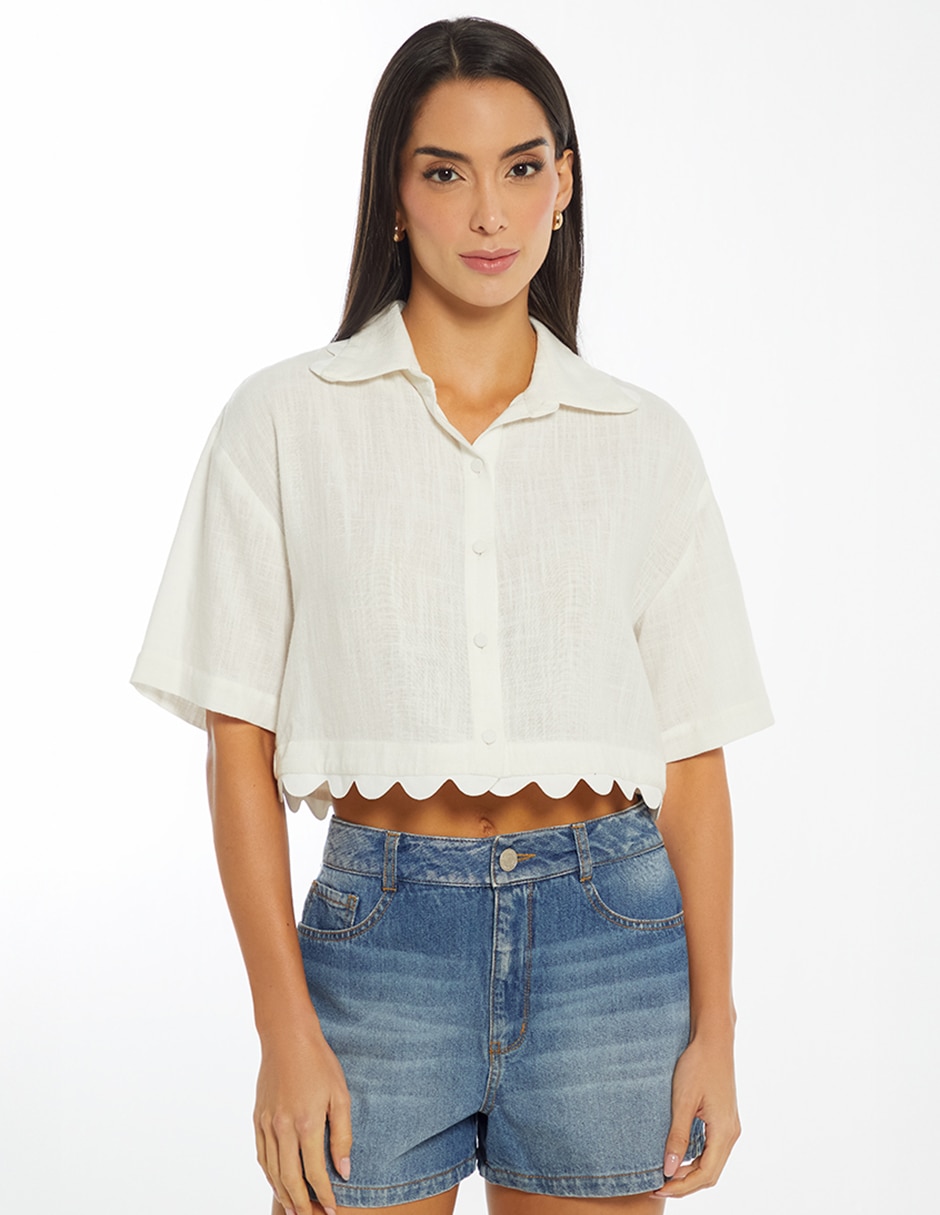 Top Studio F cuello camisero