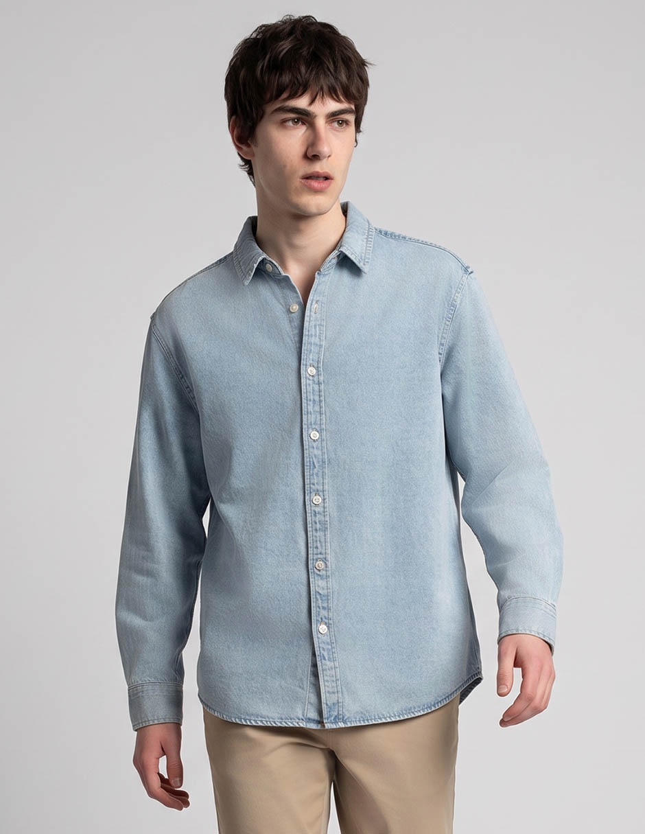 Camisa casual that's it de mezclilla manga larga para hombre