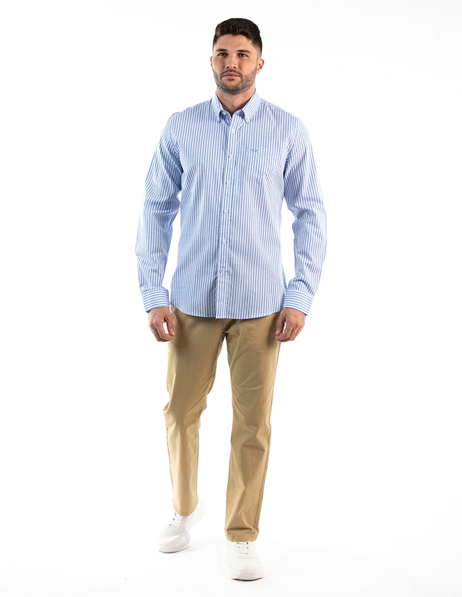 Camisa casual Oscar de la Renta de algodón manga larga para hombre