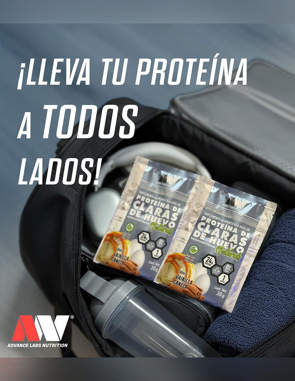 Set de proteína de claras de huevo en polvo naturals con stevia y monk fruit sabor vainilla canela Advance Nutrition de 30 g