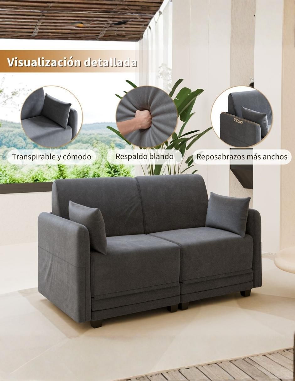 Sofá cama de lino 6