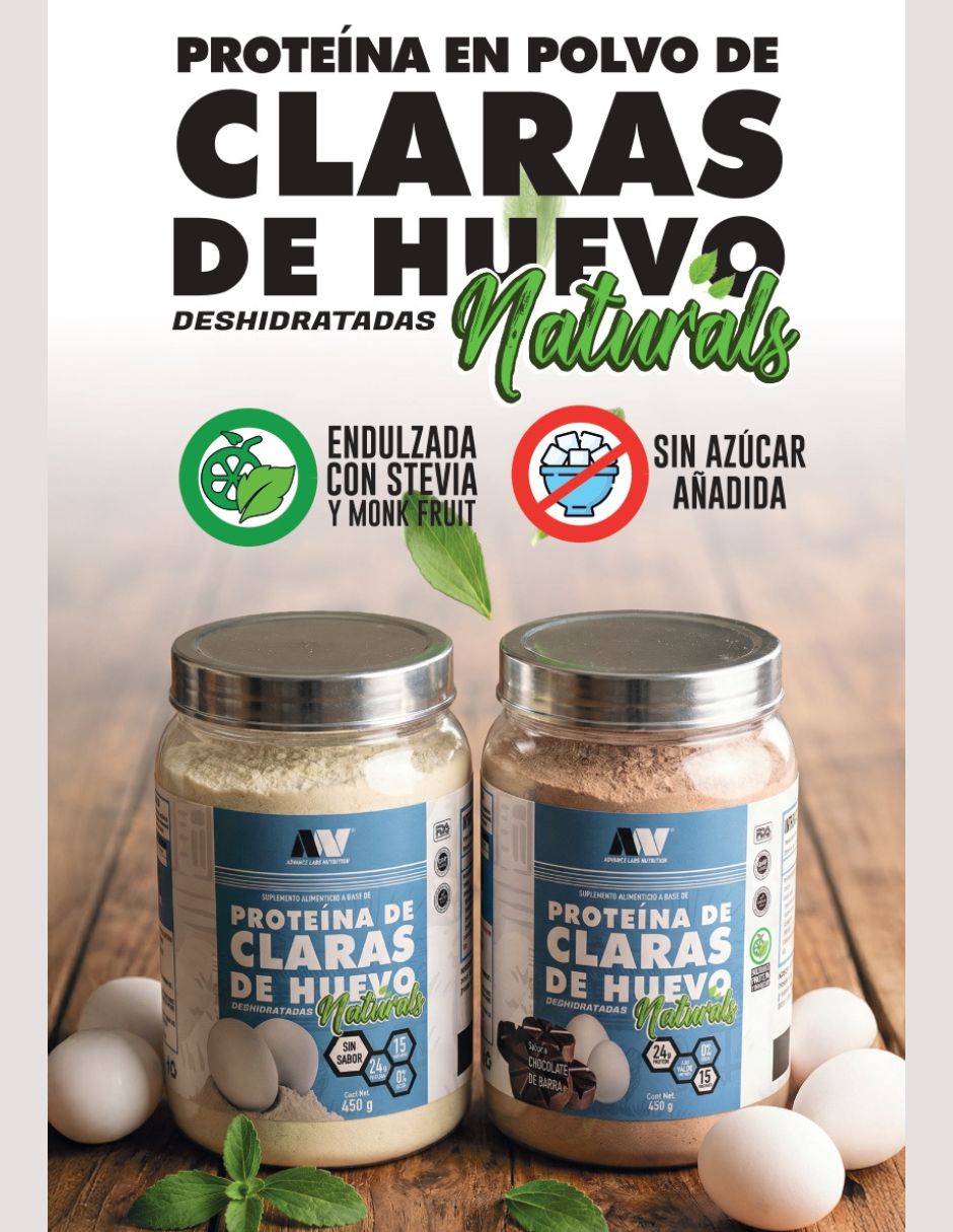 Proteína de claras de huevo Naturals Advance Nutrition sabor chocolate de 450 g