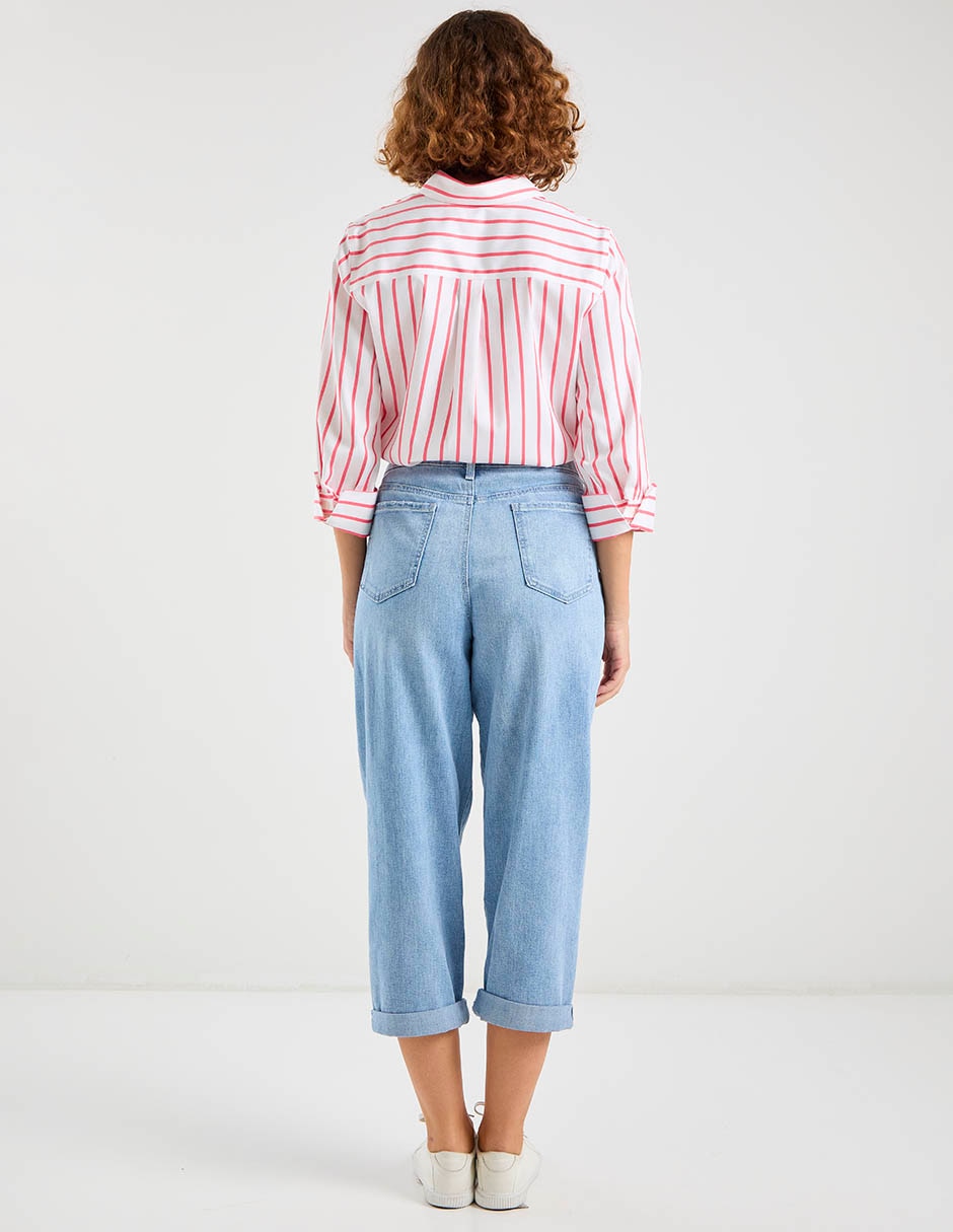 Jeans relaxed capri para mujer 6